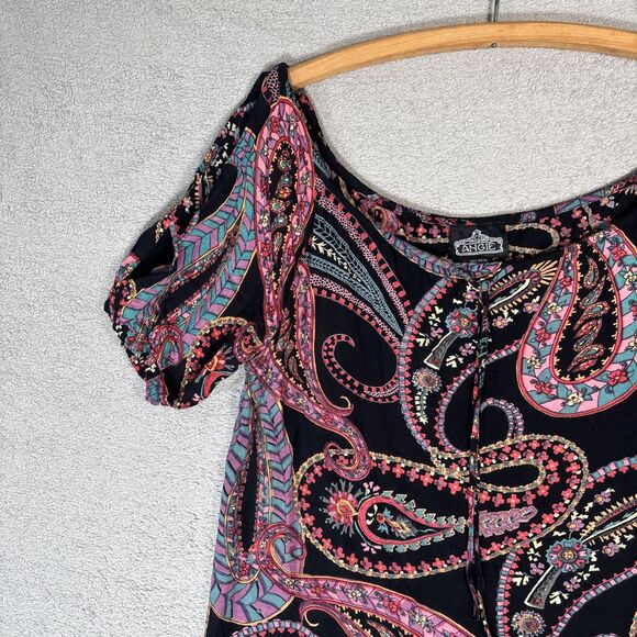Angie Mini Dress Women’s Size L Bohemian Boho‎ Paisley Festival - Picture 5 of 12